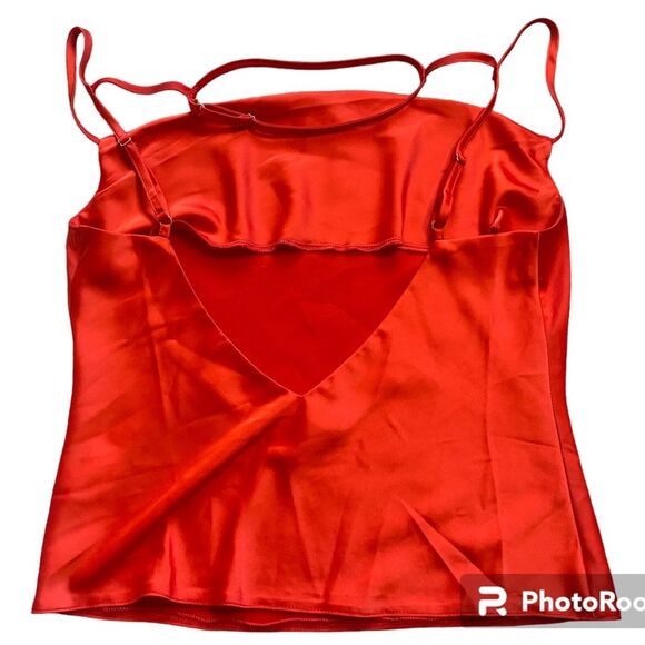 Nasty Gal Fire Red Satin Cowl Neck Strappy Back Cami - Picture 4 of 4